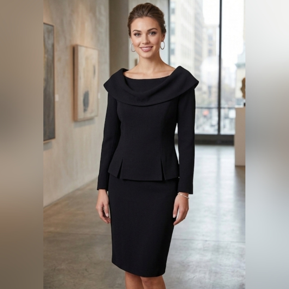 Elegant Black Long Cowl Neck Sleeve Dress size:L